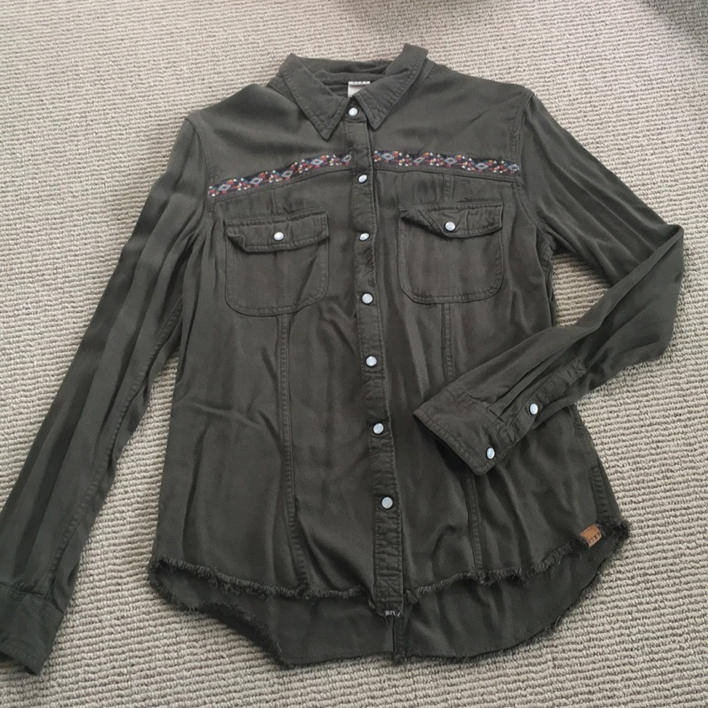 Roxy Olive Button Down - image 2